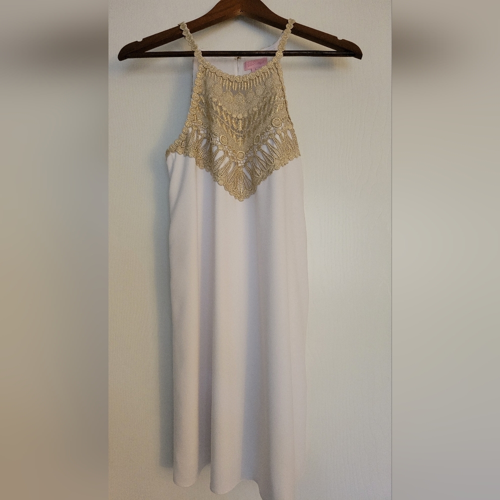 Lilly Pulitzer while and gold pearl soft shift dress, size 4 - Picture 2 of 14